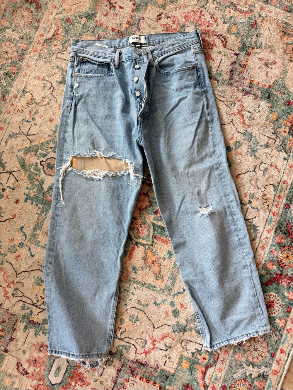 Agolde Light Blue High-Rise Button-Fly Jeans 90’s